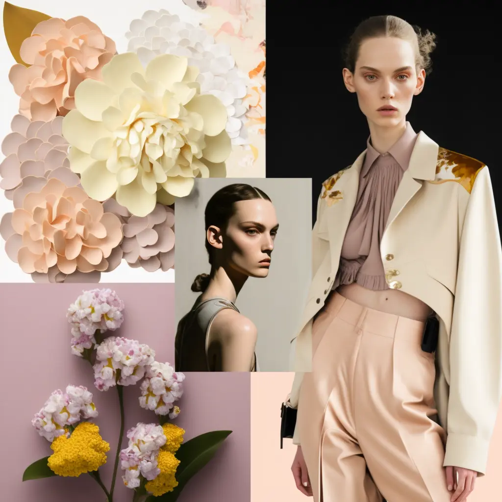 fashion moodboard for spring, inspired by flowers 